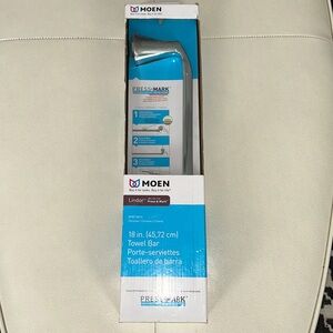 Moen Towel Bar Lindor Chrome 18” New Press Mark Easy Installation Bathroom